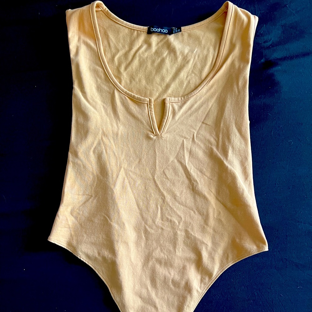 Boohoo Notch Neck Bodysuit Mustard Yellow